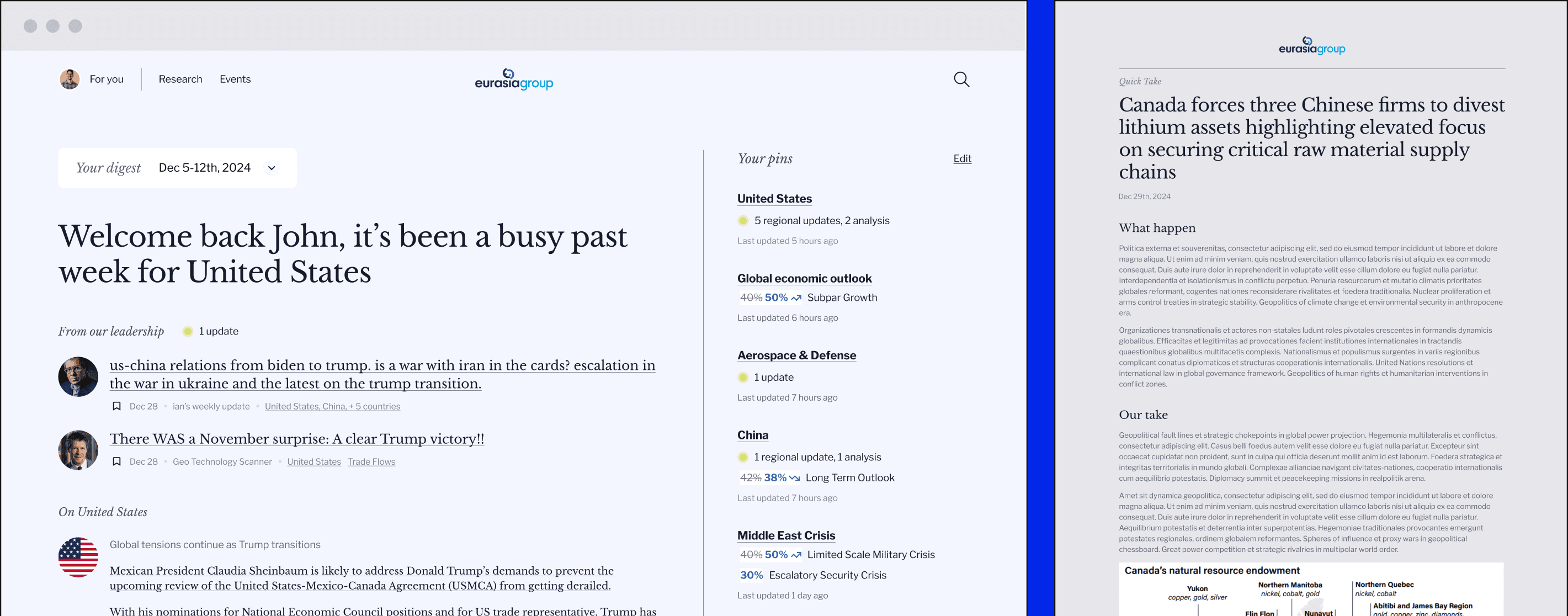 The Eurasia Group weekly digest on the portal beside the same research as a PDF.