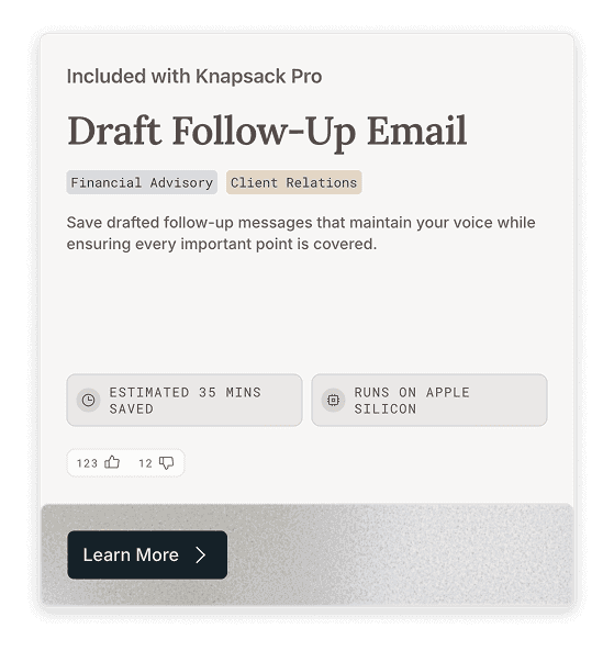 Draft follow-up email in Knapsack pro