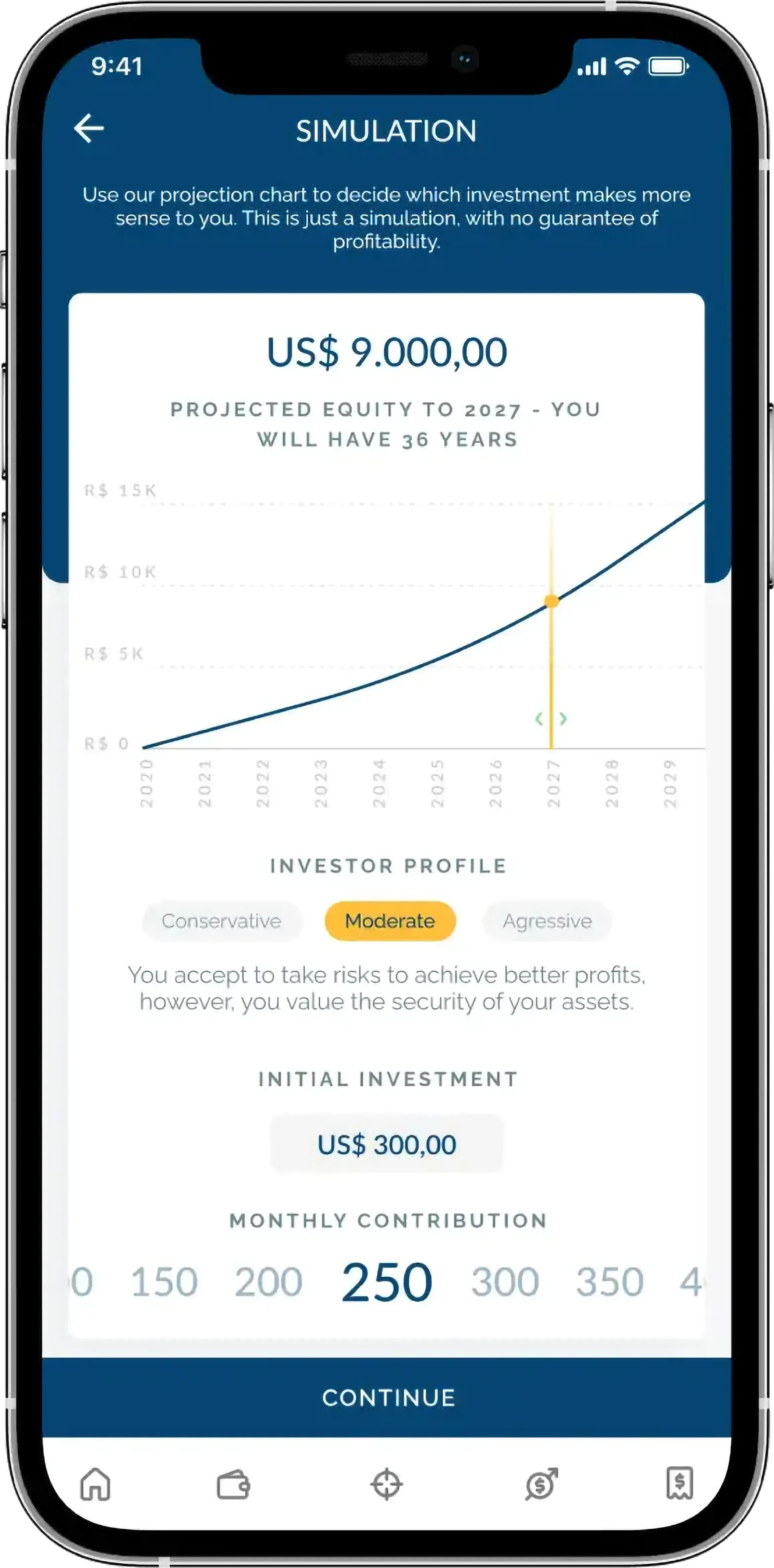 EQI investment app hero screen 1 for Cheesecake Labs fintech case study