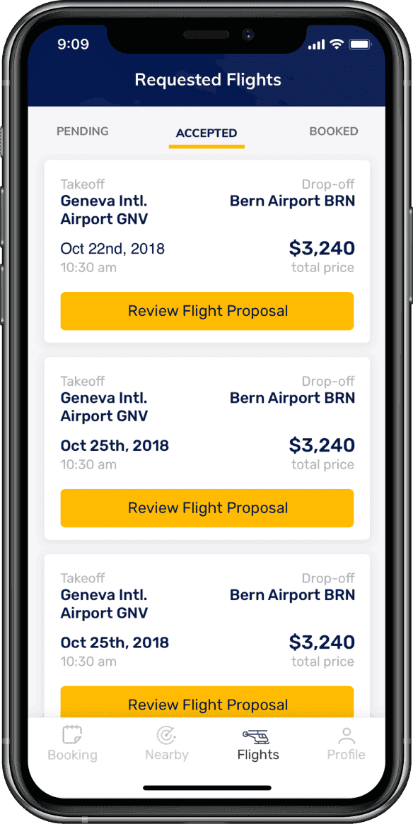 Findheli helicopter booking app screen 02 for Cheesecake Labs nearshore development case study