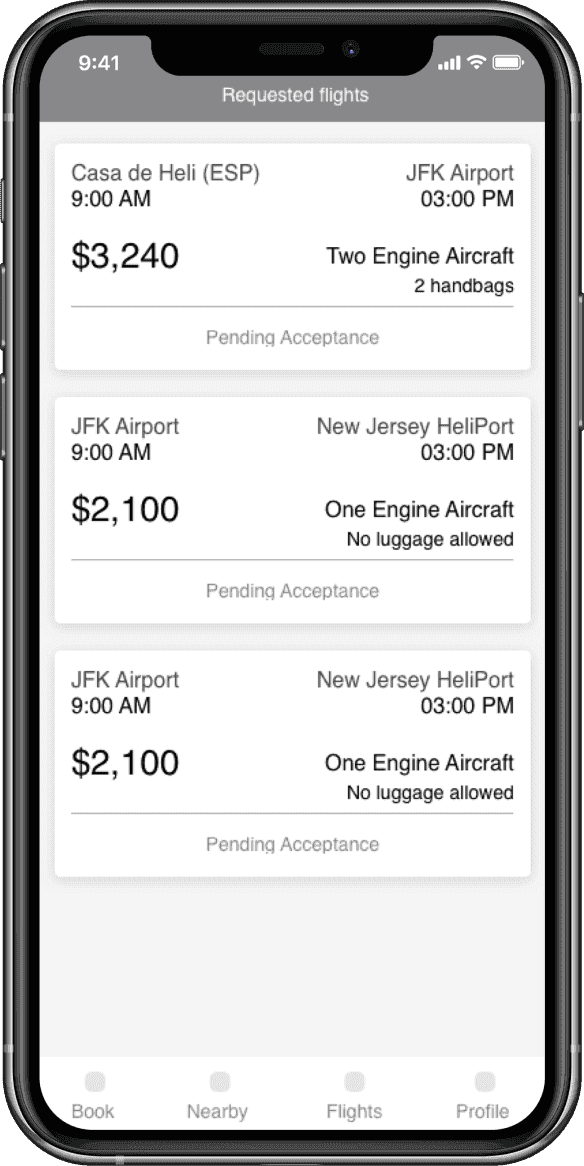 Findheli helicopter booking app screen 06 for Cheesecake Labs nearshore development case study