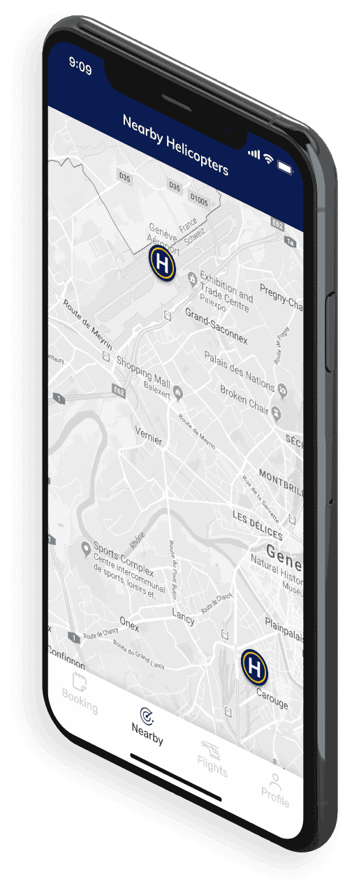 iPhone XS Max Space Gray left angle device mockup with Findheli app for Cheesecake Labs case study
